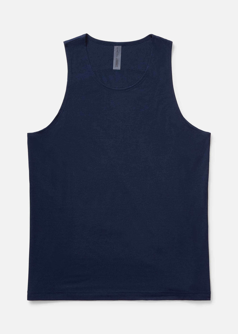 ThinkFast Vent Tank in navy color, featuring a breathable design for high-sweat recreation and peak performance.