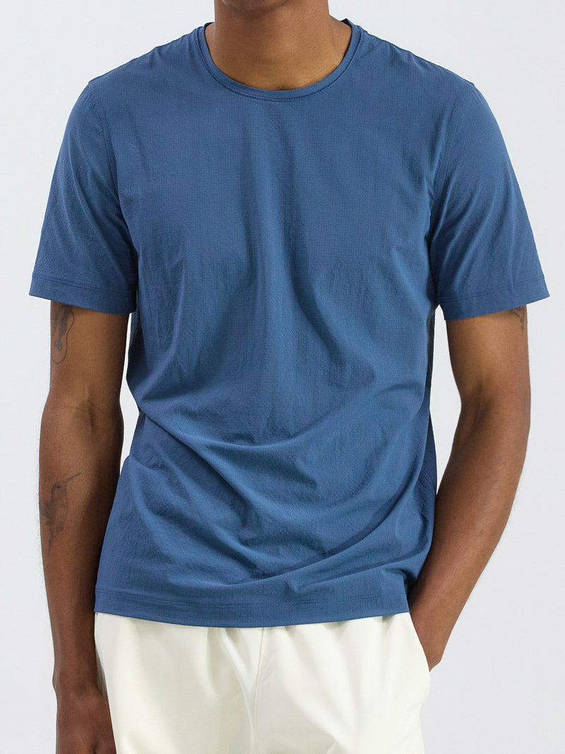 a person wearing a blue shirt