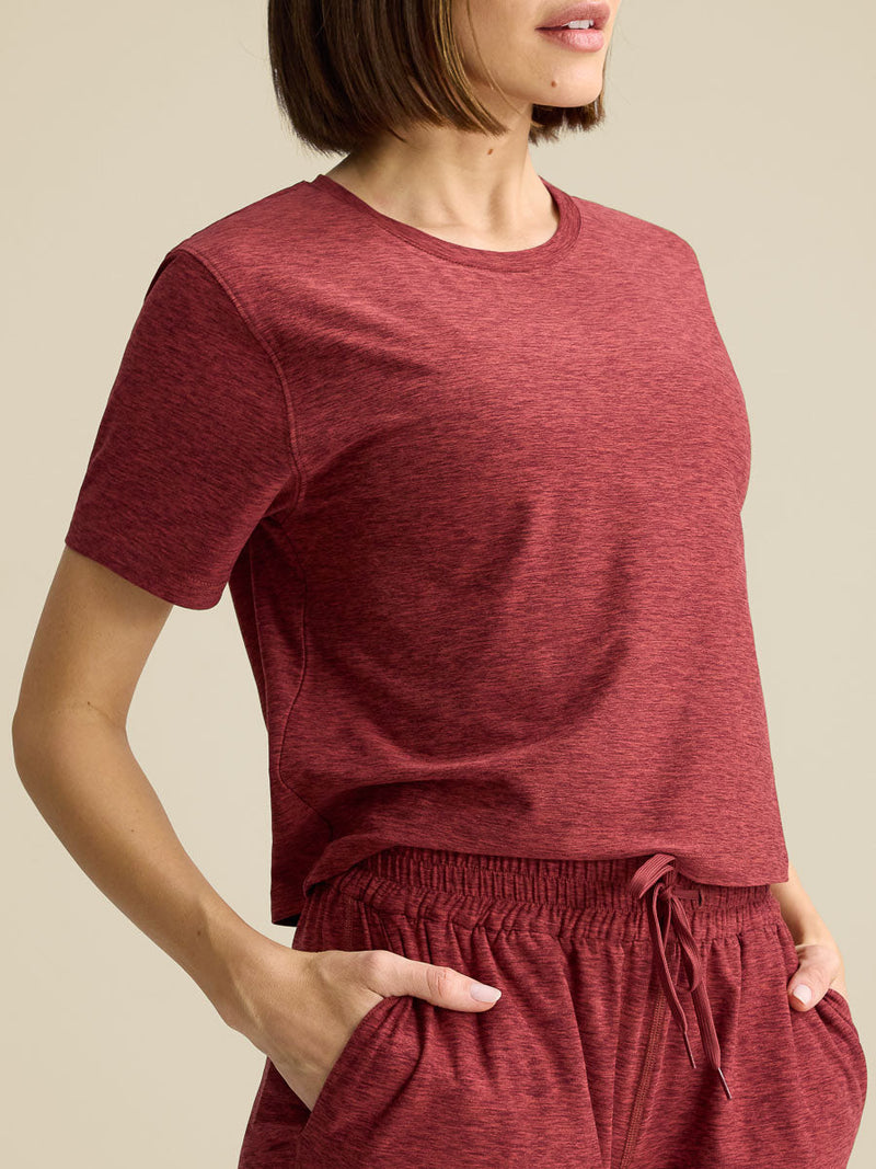 a person wearing a red shirt