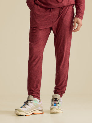 a person wearing burnt sumac sweatpants