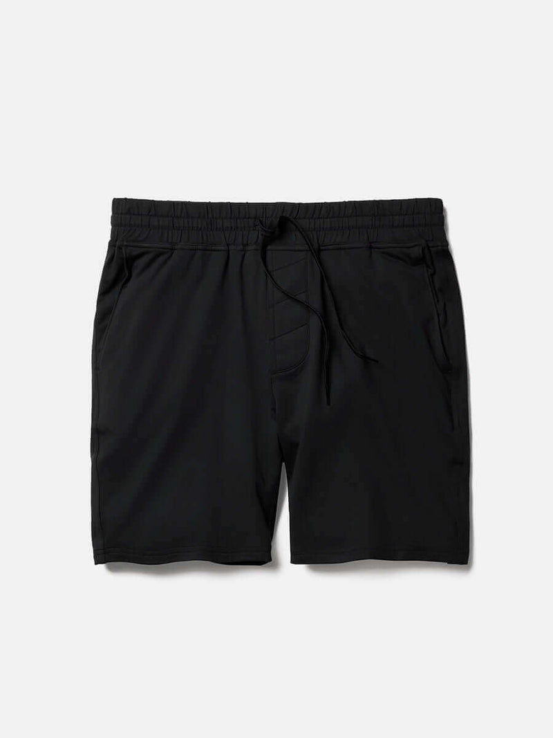 CloudKnit 7" Short in black showcasing comfort fit waistband and side slit pockets.