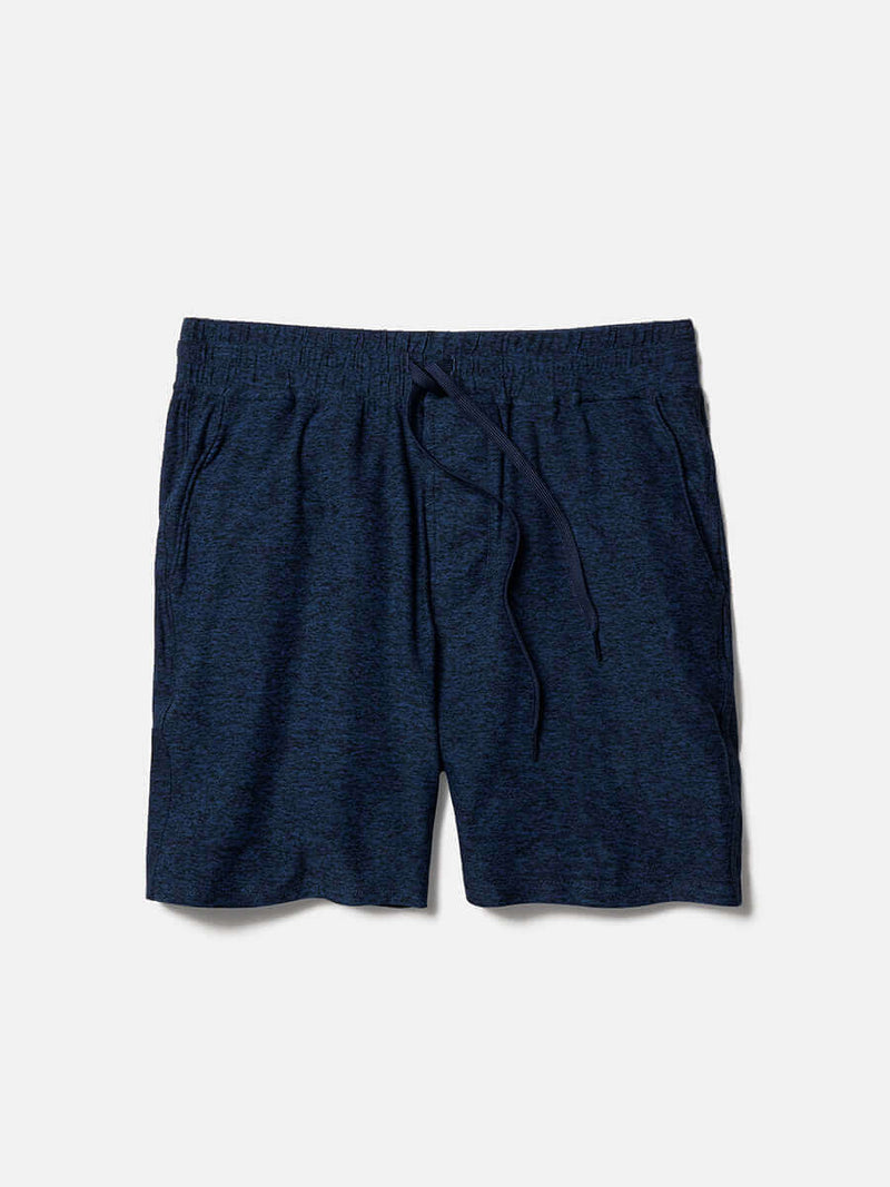 CloudKnit 7" Short in navy blue with adjustable waistband and side pockets for everyday comfort.