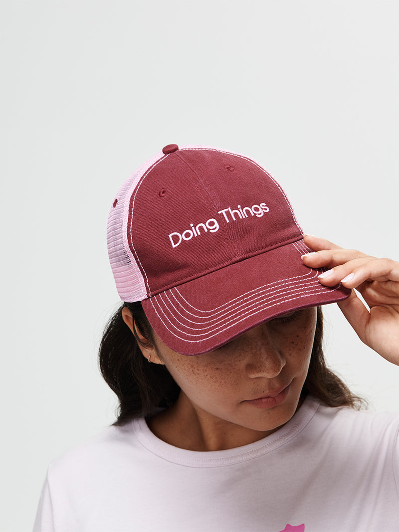 Trucker Hat featuring Doing Things text, perfect for casual outings and making a statement.