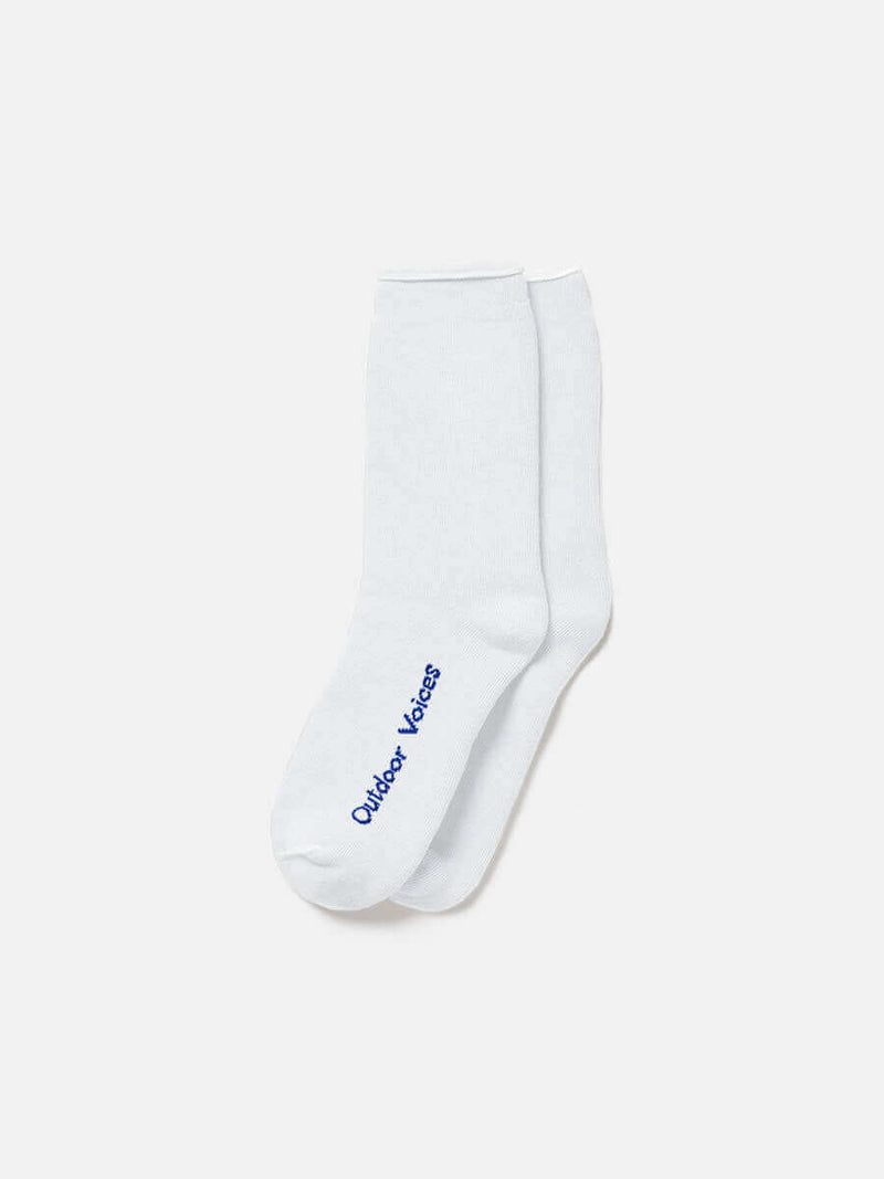 OV Comfort Sock, plush white crew socks perfect for comfort in travel and low-sweat activities.