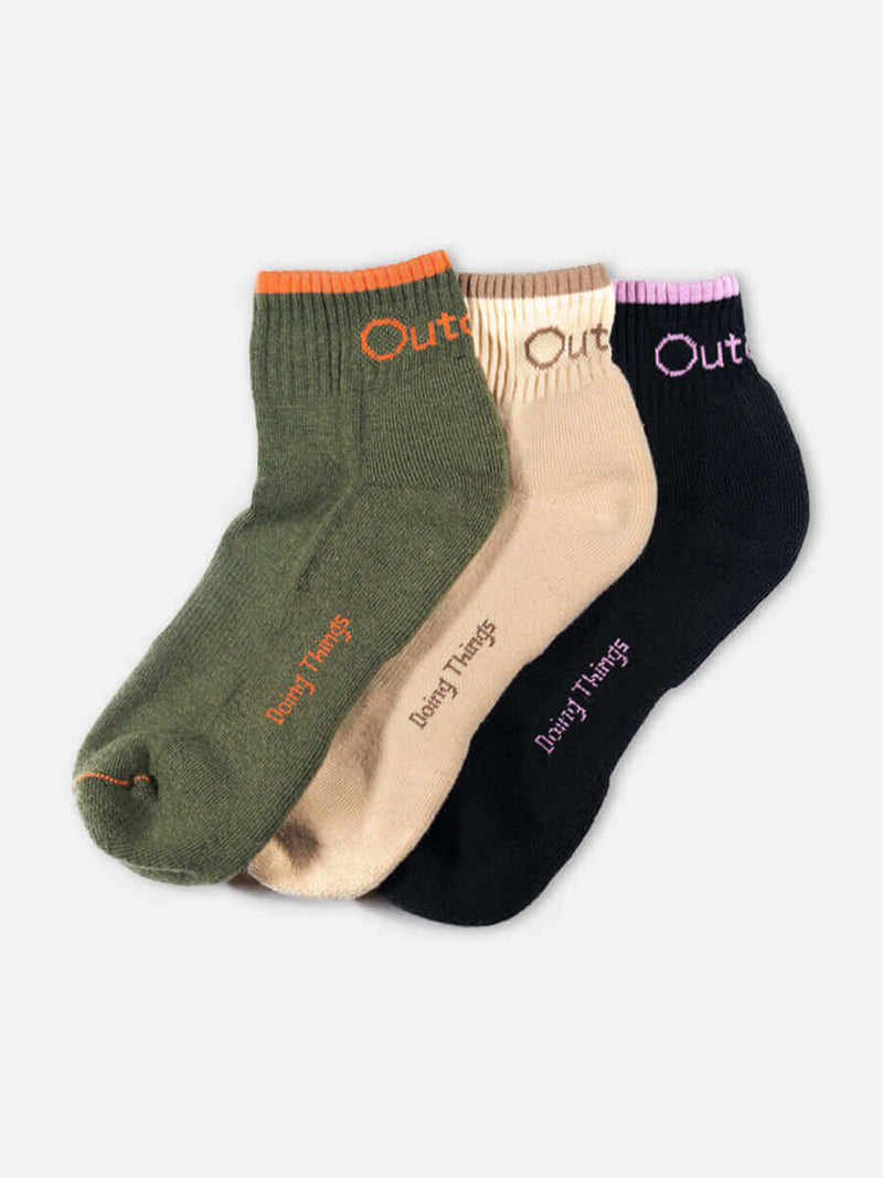 OV Rec Ankle Tipped Sock 3-Pack Black-Tea Tree-Burlap