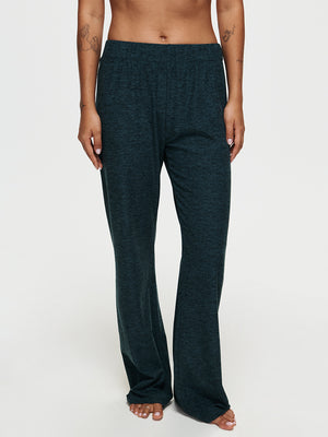 Model wearing CloudKnit Wide Leg Pant made of soft, breathable fabric for maximum comfort.